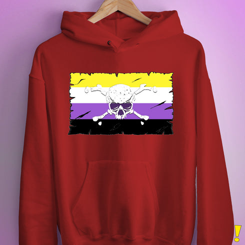 Nonbinary Pride Pirate Flag Hoodie - Red